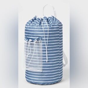 Brightroom Backpack Laundry Bag - Blue Striped - New